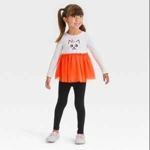 CAT & JACK 2 PC HALLOWEEN CAT FACE SET - BLACK/WHITE MULTI SIZES (NEW WITH TAGS)